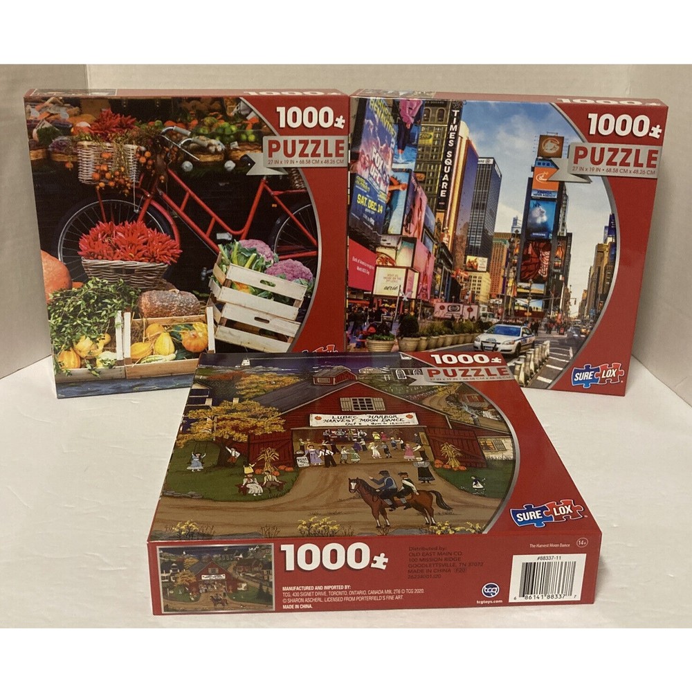 3 Sure Lox 1000 Piece Jigsaw Puzzles New York Harvest Street Market New Sealed